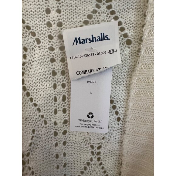 Pink Rose Cream Knit Long Sleeve Open Cardigan Sweater Large NWT - Picture 3 of 6